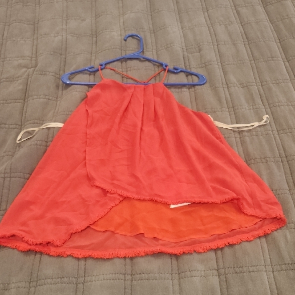 Anthropologie Moon River Vibrant Orange Asymmetrical Tank Top Size M, New W Tags